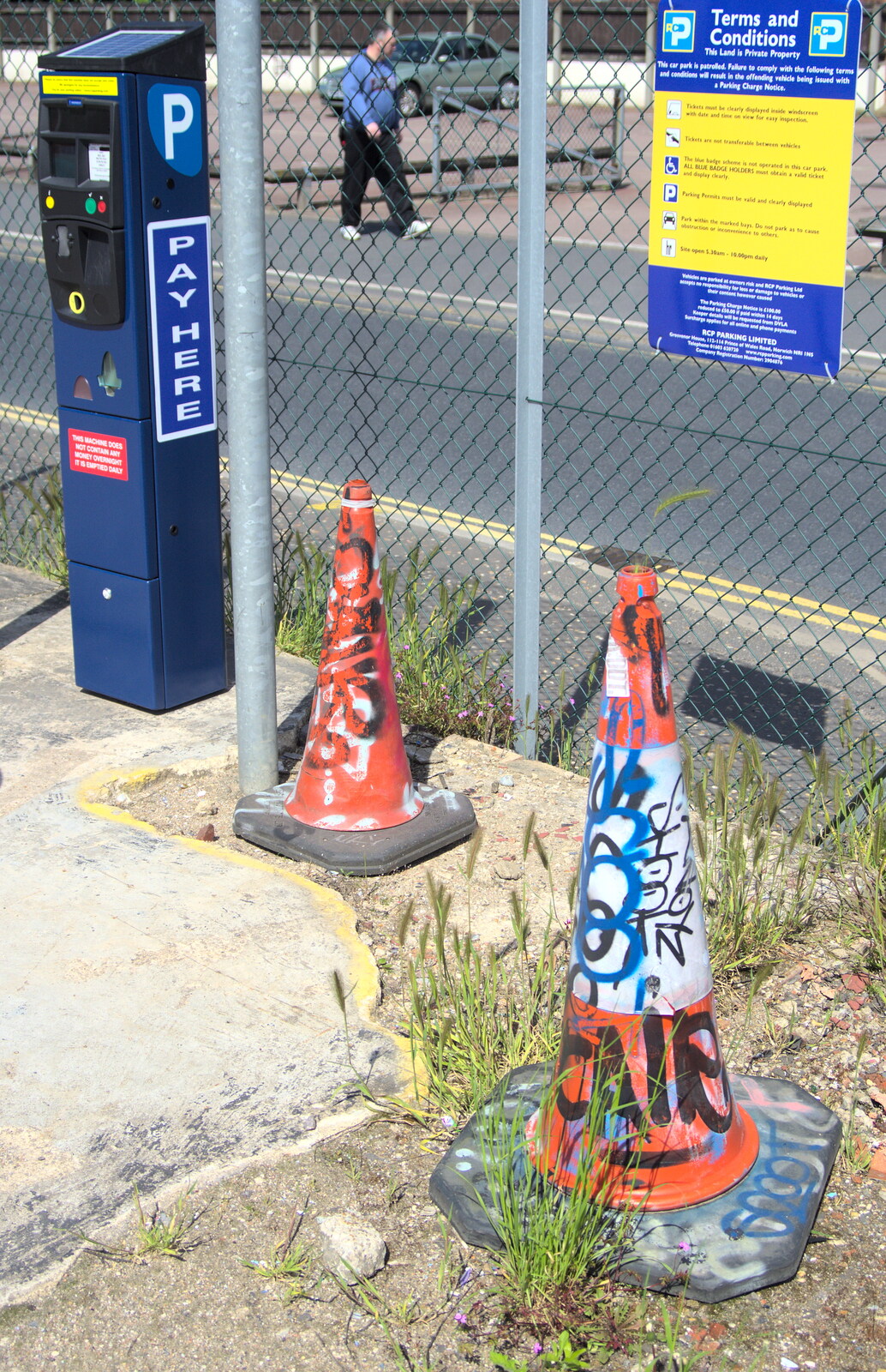 Even the traffic cones have graffiti on from The Dereliction of HMSO, Botolph Street, Norwich - 26th May 2013