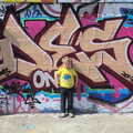 Fred stands by the graffiti wall, The Dereliction of HMSO, Botolph Street, Norwich - 26th May 2013
