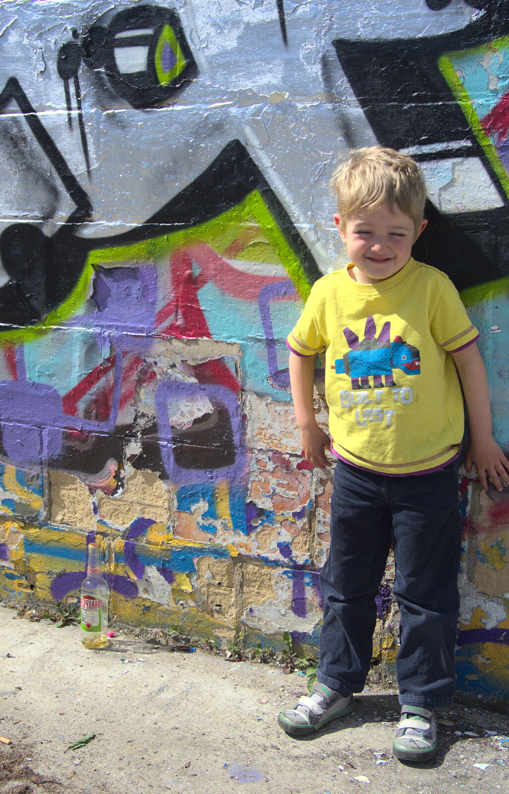 Fred leans on a painted wall from The Dereliction of HMSO, Botolph Street, Norwich - 26th May 2013