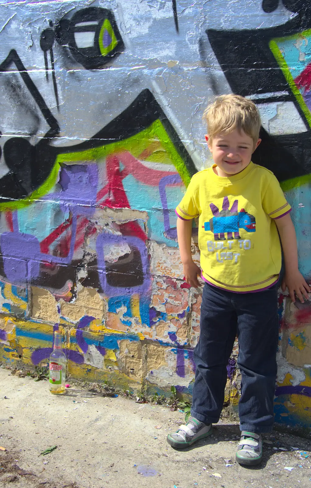 Fred leans on a painted wall, from The Dereliction of HMSO, Botolph Street, Norwich - 26th May 2013