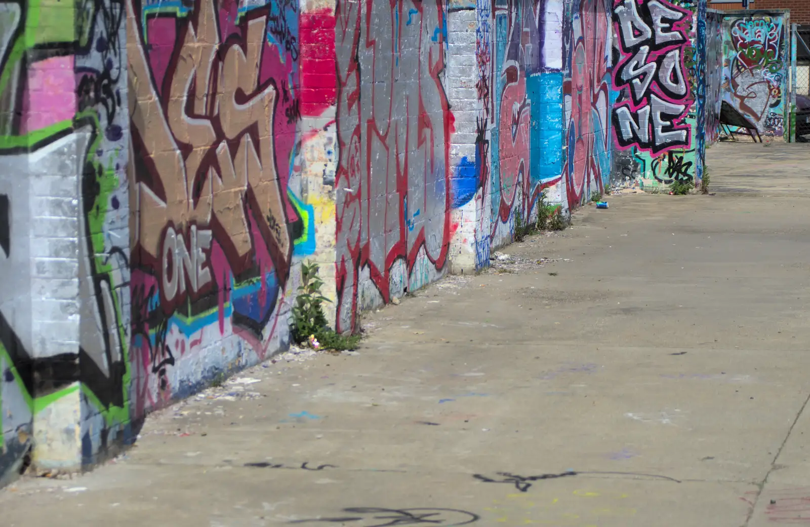 A long wall of dense tags, from The Dereliction of HMSO, Botolph Street, Norwich - 26th May 2013