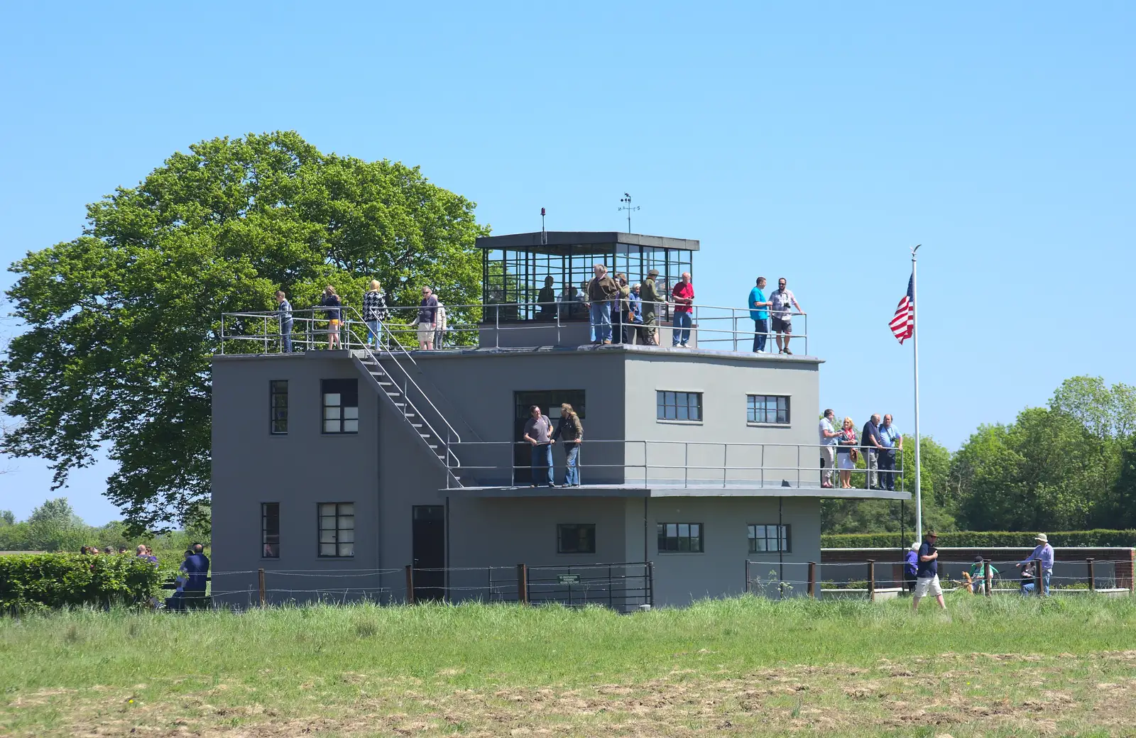 The Thorpe Abbots control tower, restored in 1977, from A "Sally B" B-17 Flypast, Thorpe Abbots, Norfolk - 27th May 2013