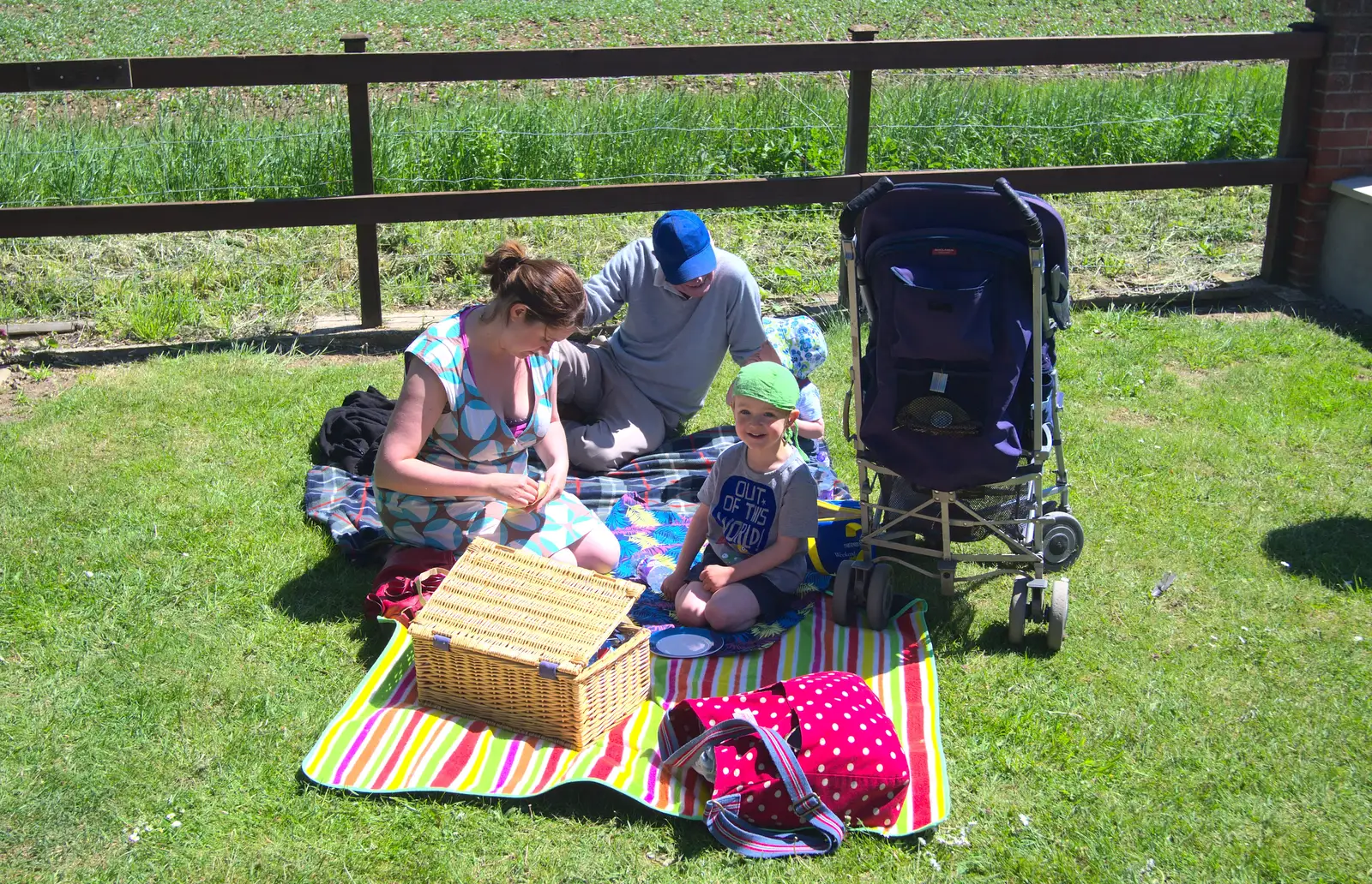 A picnic unfolds, from A "Sally B" B-17 Flypast, Thorpe Abbots, Norfolk - 27th May 2013