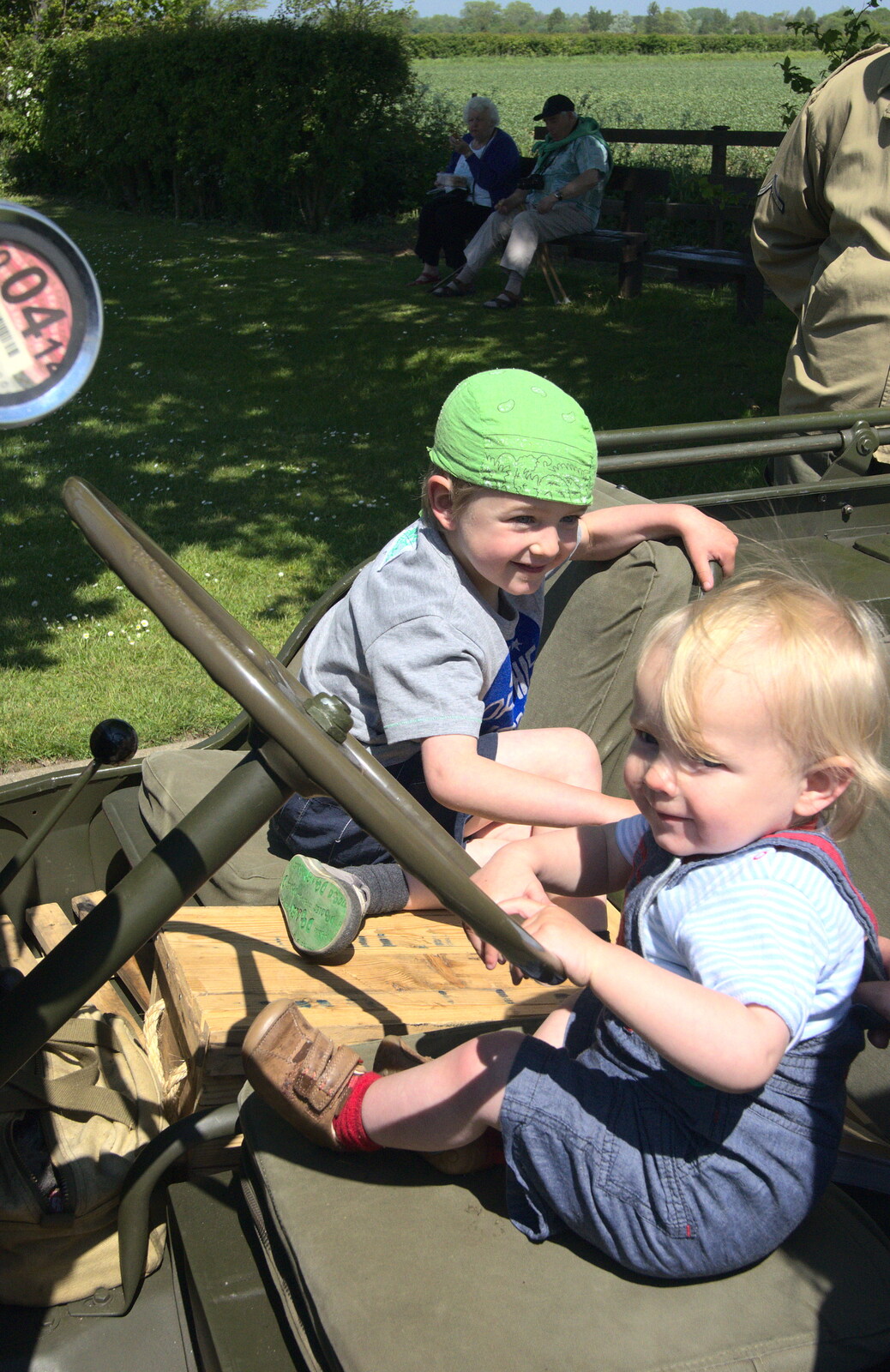 Fred and Harry on the Jeep from A "Sally B" B-17 Flypast, Thorpe Abbots, Norfolk - 27th May 2013