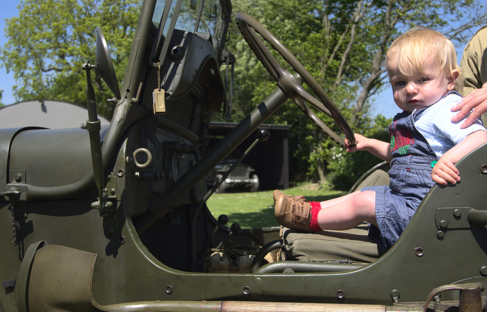 Harry has another sit in the Jeep from A "Sally B" B-17 Flypast, Thorpe Abbots, Norfolk - 27th May 2013