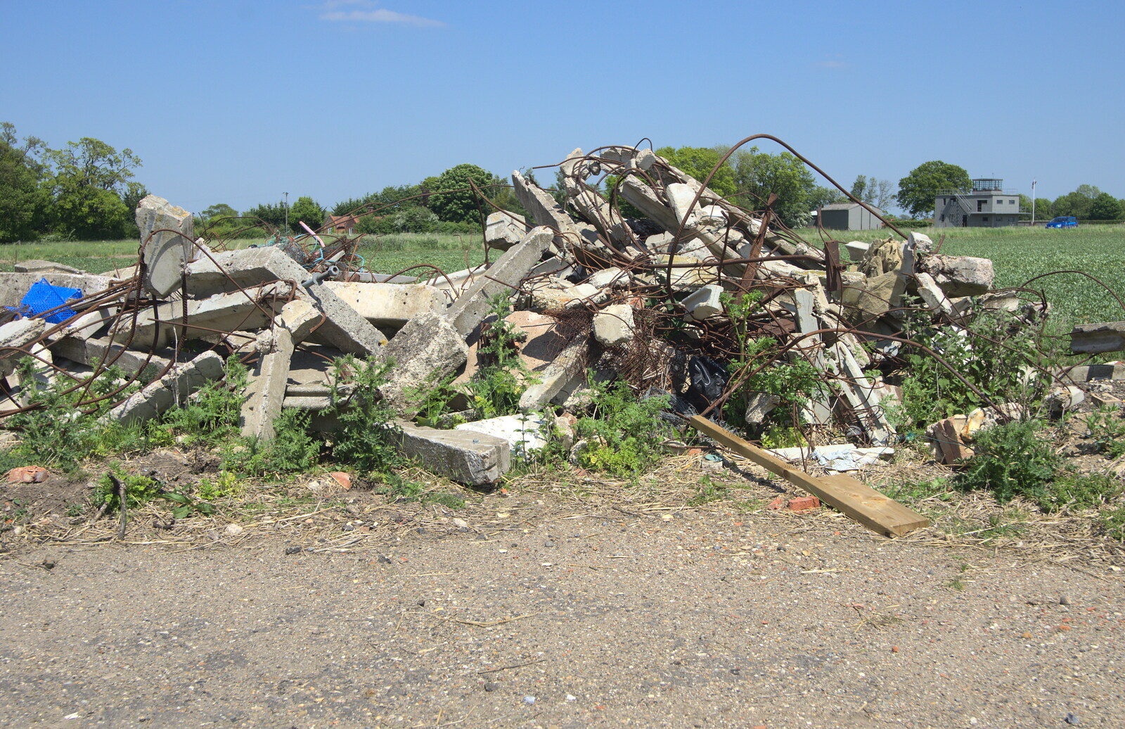 A pile of concrete and twisted metal from A "Sally B" B-17 Flypast, Thorpe Abbots, Norfolk - 27th May 2013