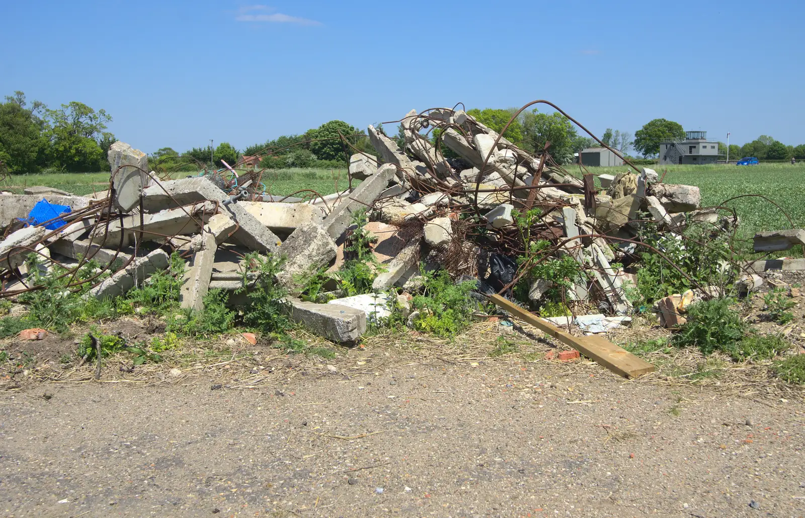 A pile of concrete and twisted metal, from A "Sally B" B-17 Flypast, Thorpe Abbots, Norfolk - 27th May 2013