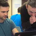 James looks at whatever Alex is working on, A SwiftKey Hack Day, Westminster, London - 31st May 2013