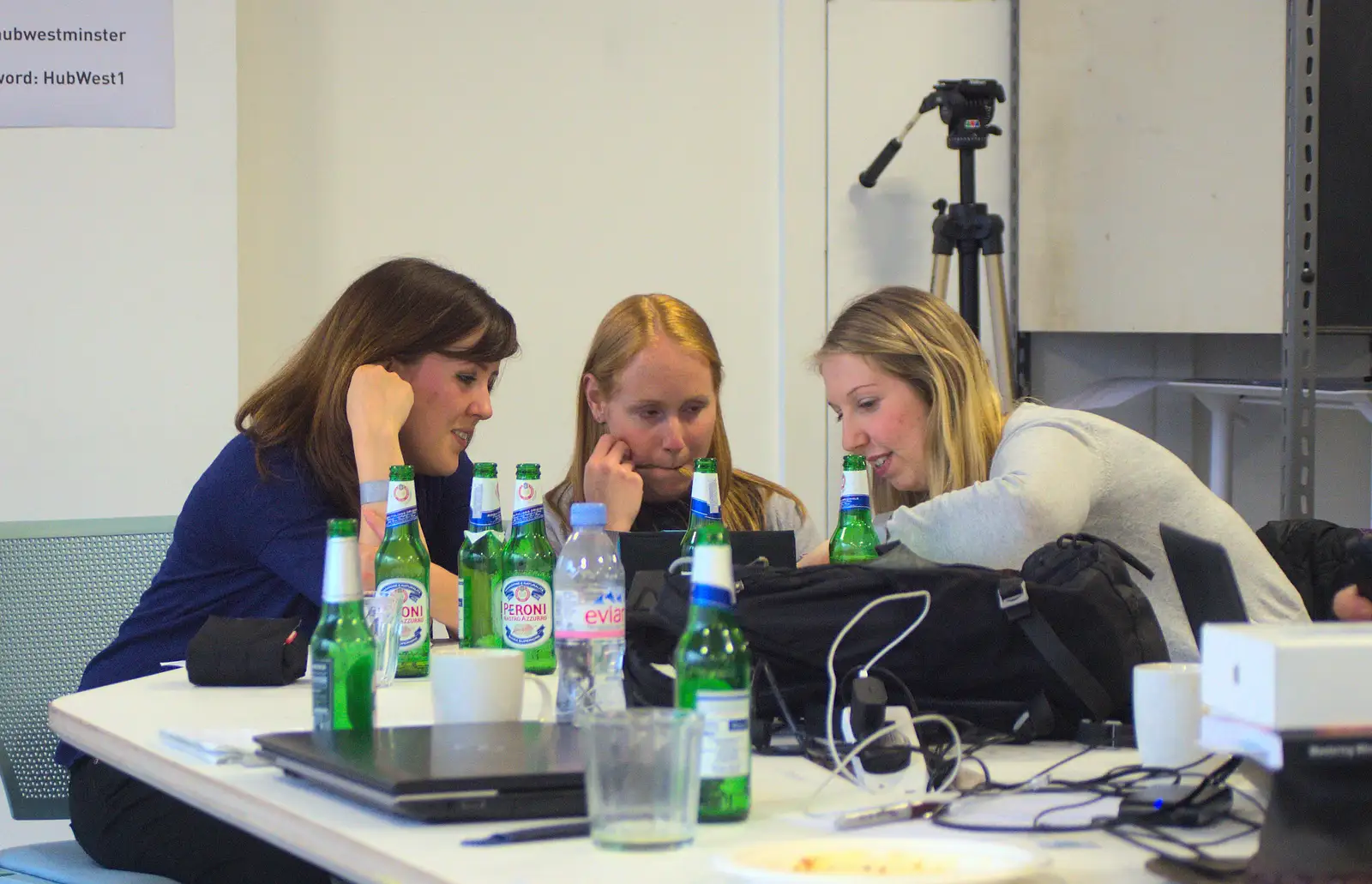 A pile of empty Peroni bottles, from A SwiftKey Hack Day, Westminster, London - 31st May 2013