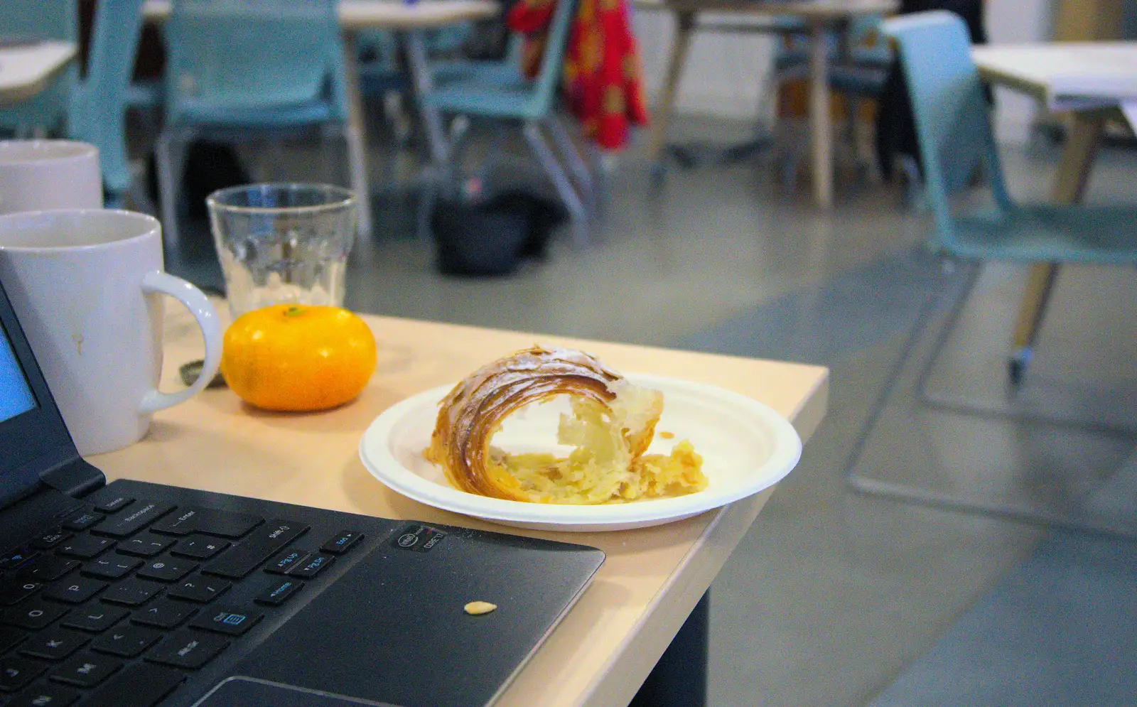 Doug eats a hole through his breakfast pastry, from A SwiftKey Hack Day, Westminster, London - 31st May 2013