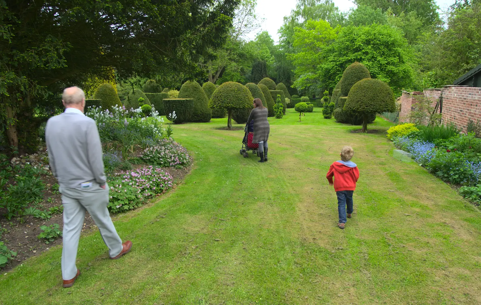 Grandad, Isobel and Fred roam around, from Eye Open Gardens, Suffolk - 1st June 2013