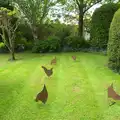 Metal chickens peck the lawn, Eye Open Gardens, Suffolk - 1st June 2013