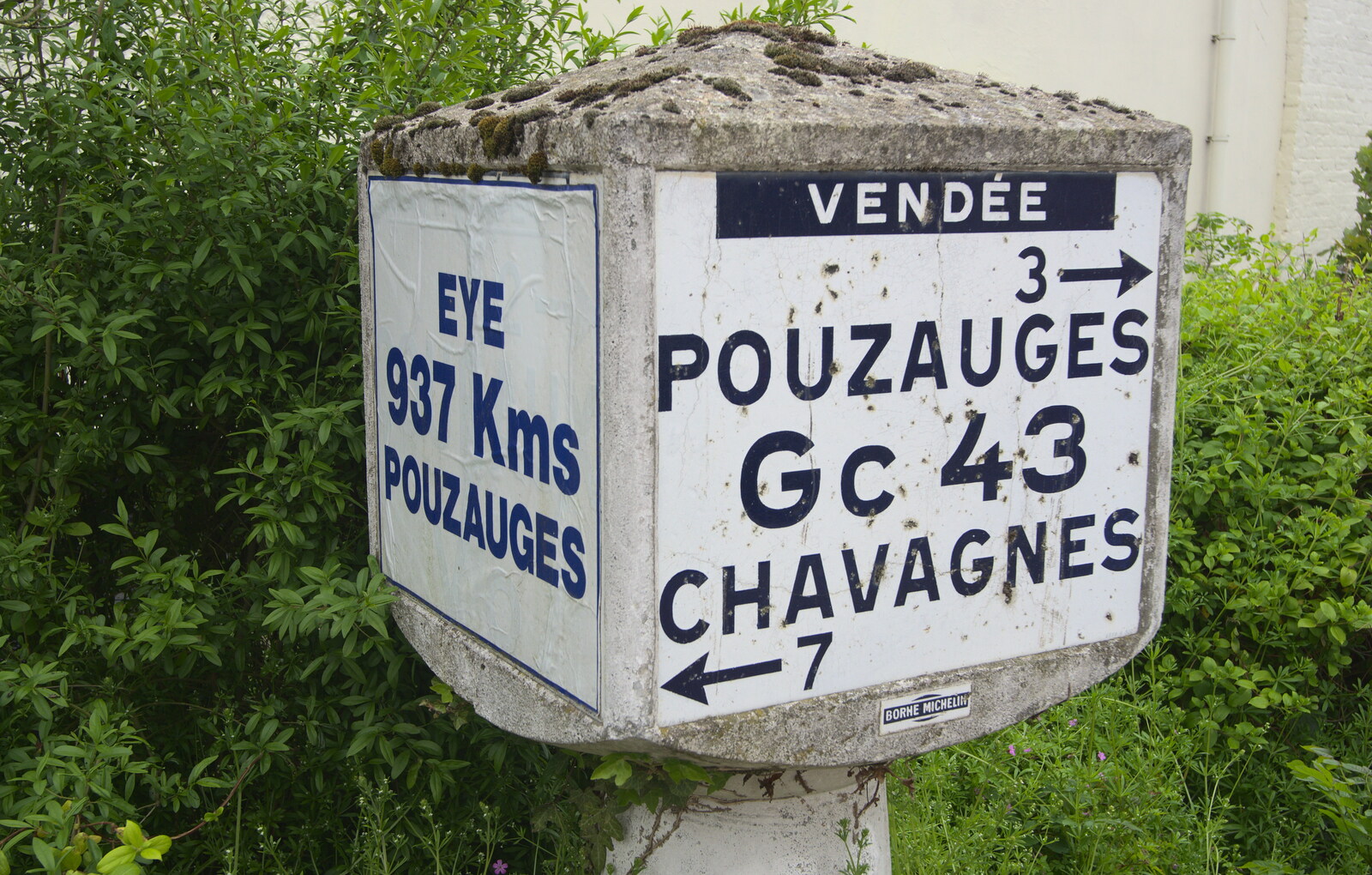 The Eye Gardens Open Day, Eye, Suffolk - 1st June 2013: A Pouzauges road sign: relic of the fashion for town twinning