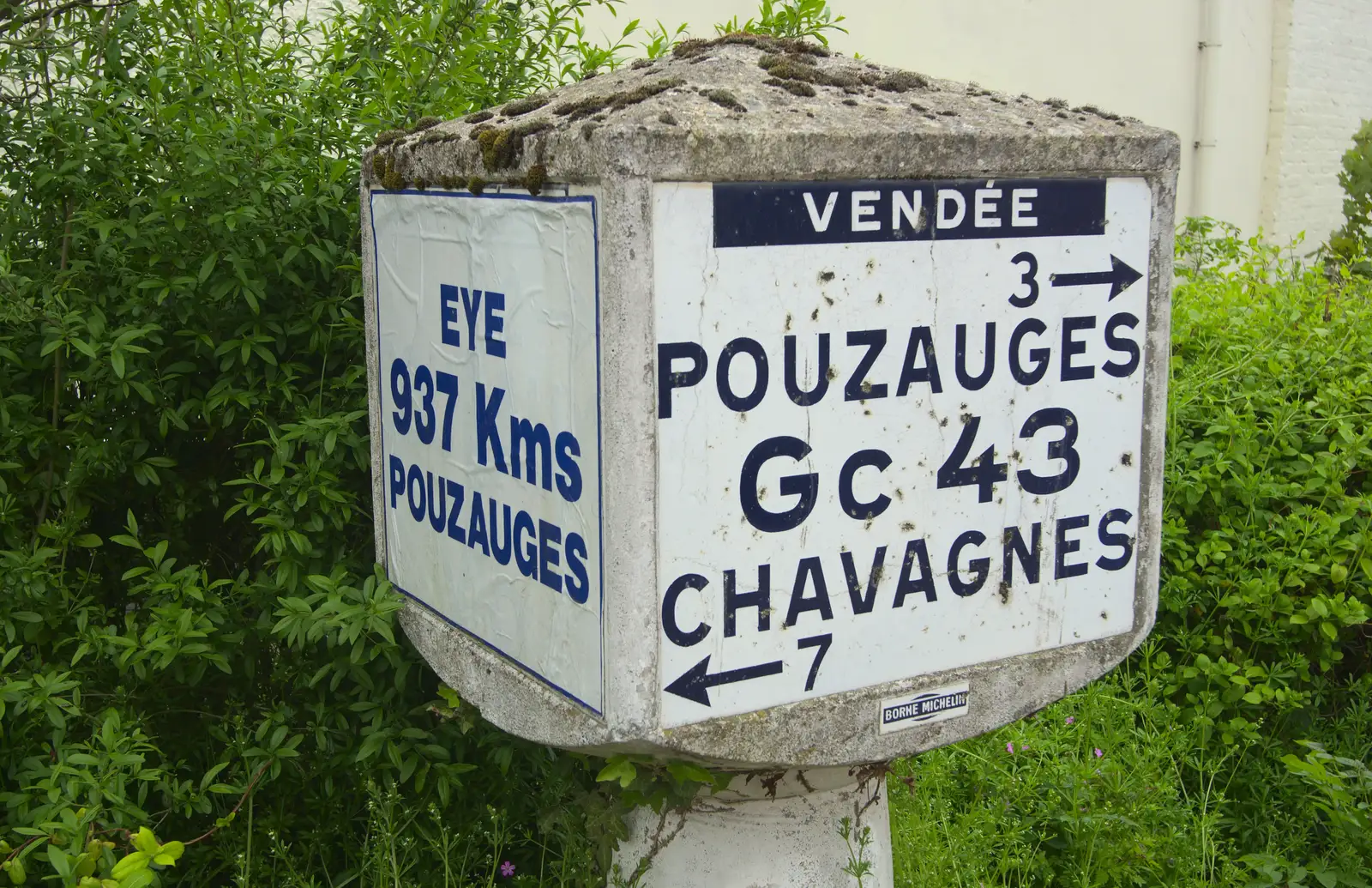 A Pouzauges road sign: relic of the fashion for town twinning, from Eye Open Gardens, Suffolk - 1st June 2013