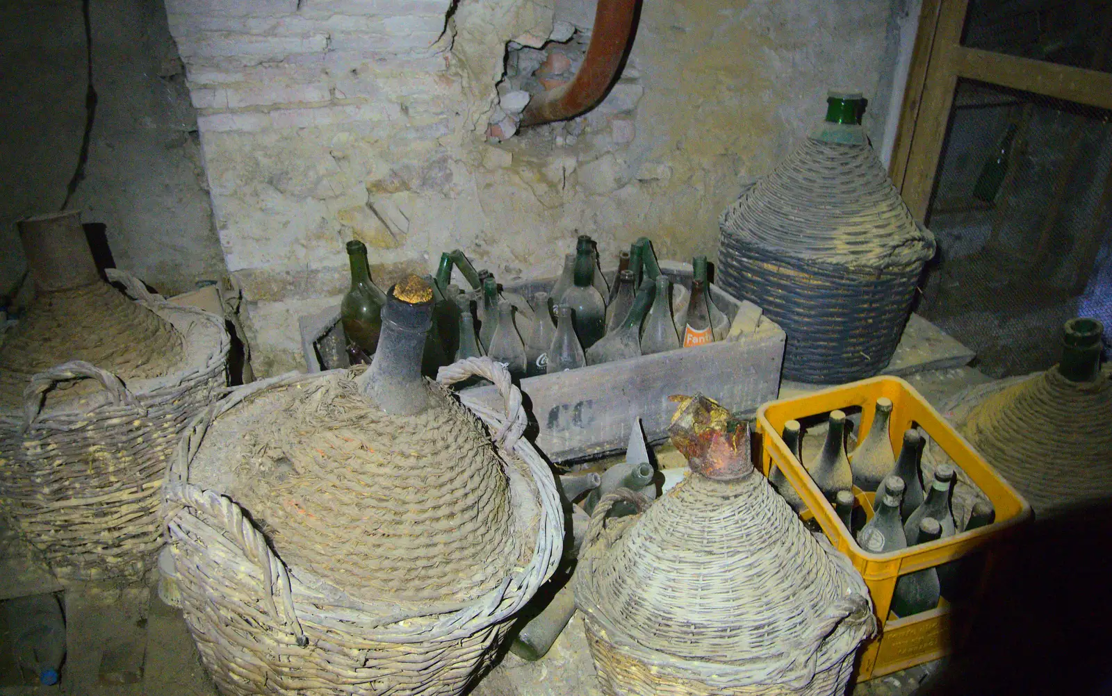 Old bottles in wicker, and 1960s Fanta bottles, from Marconi, Arezzo and the Sagra del Maccherone Festival, Battifolle, Tuscany - 9th June 2013