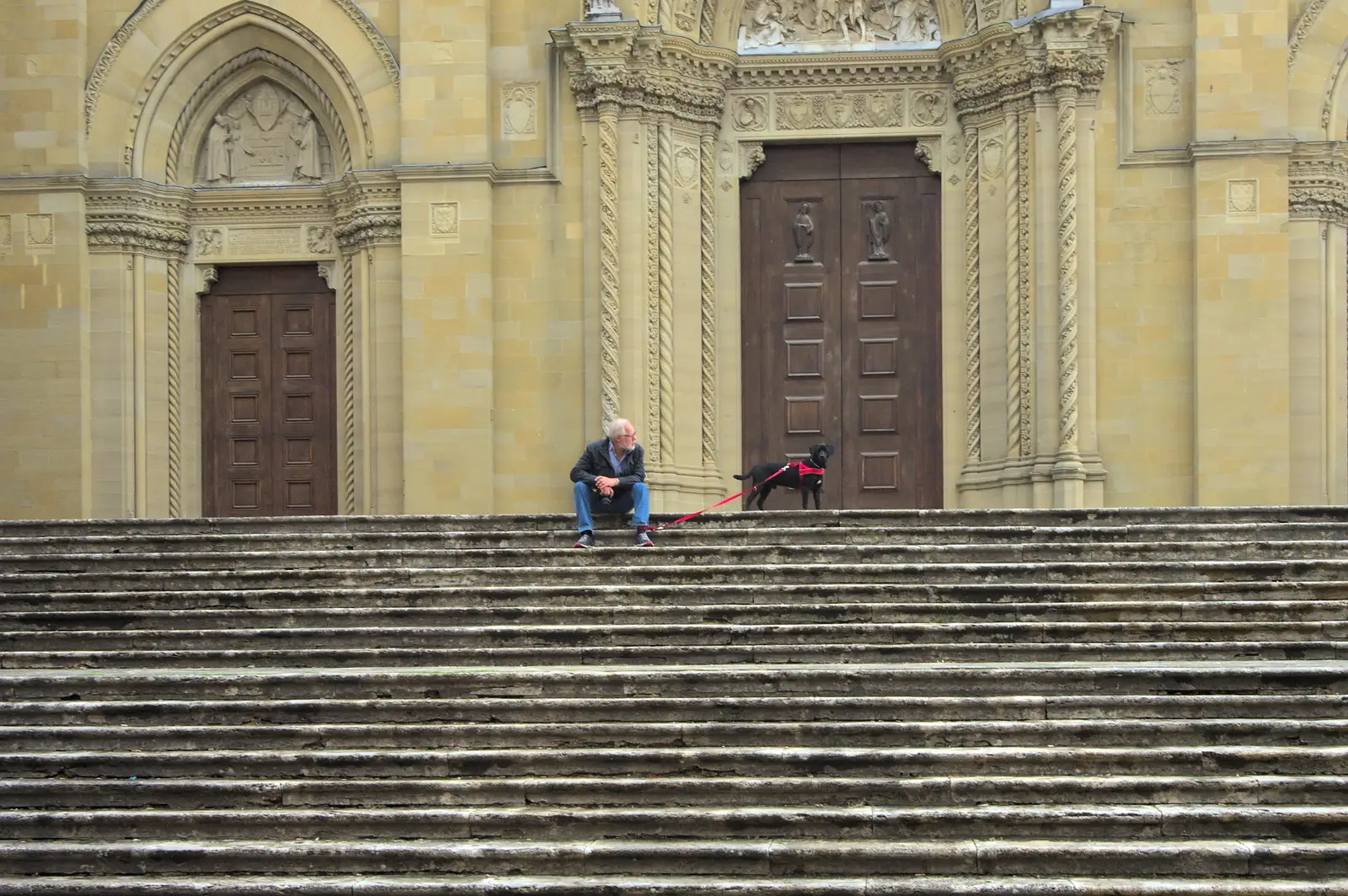 Old man on the cathedral steps, from Marconi, Arezzo and the Sagra del Maccherone Festival, Battifolle, Tuscany - 9th June 2013