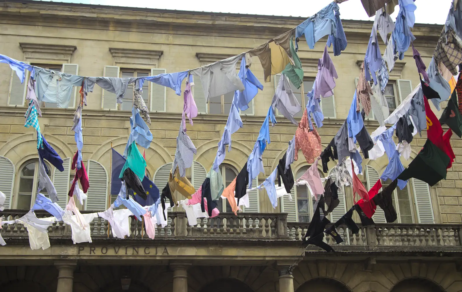 There are clothes-line installations all over town, from Marconi, Arezzo and the Sagra del Maccherone Festival, Battifolle, Tuscany - 9th June 2013