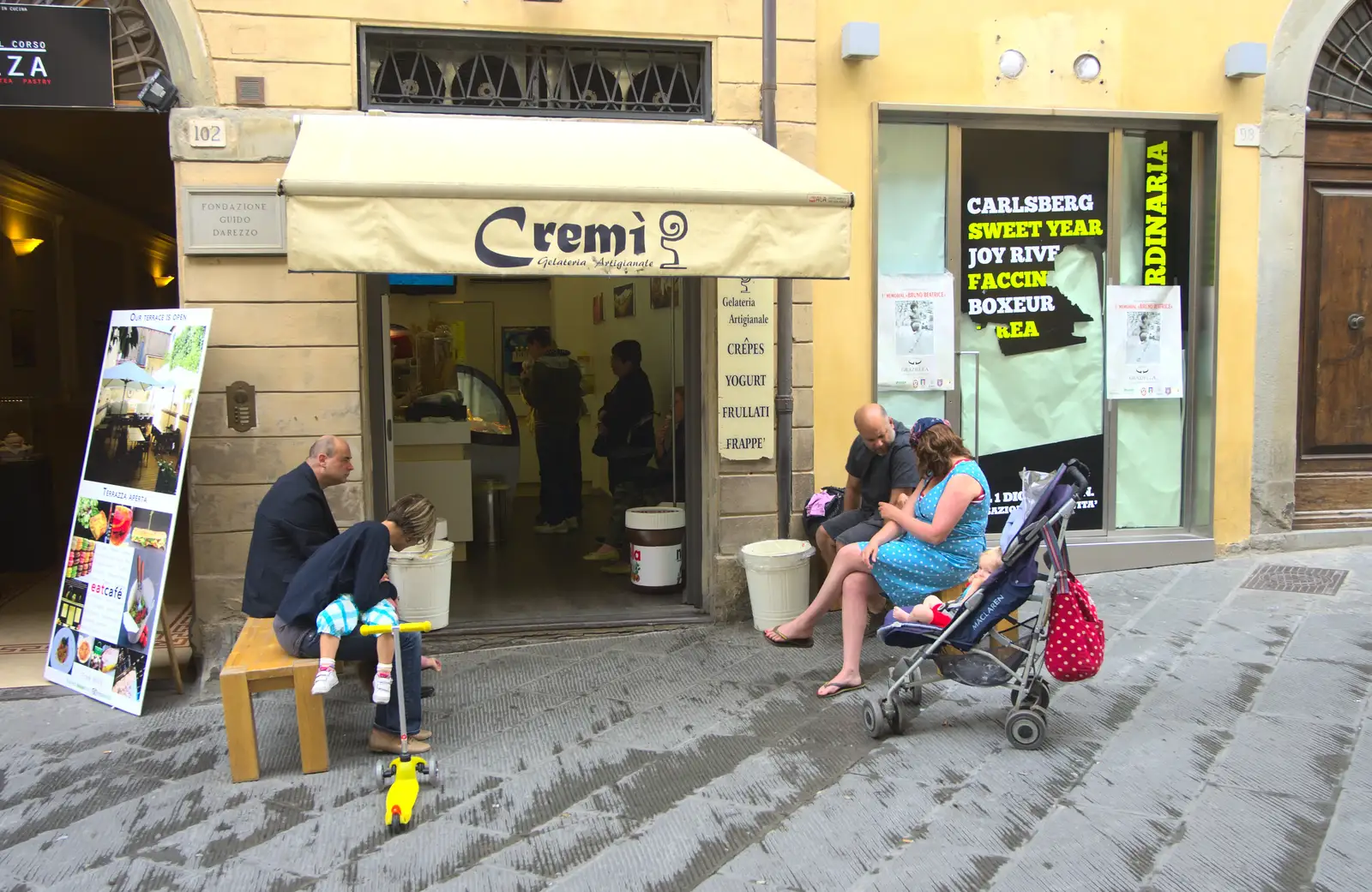 Outside the Cremi Gelateria, from Marconi, Arezzo and the Sagra del Maccherone Festival, Battifolle, Tuscany - 9th June 2013