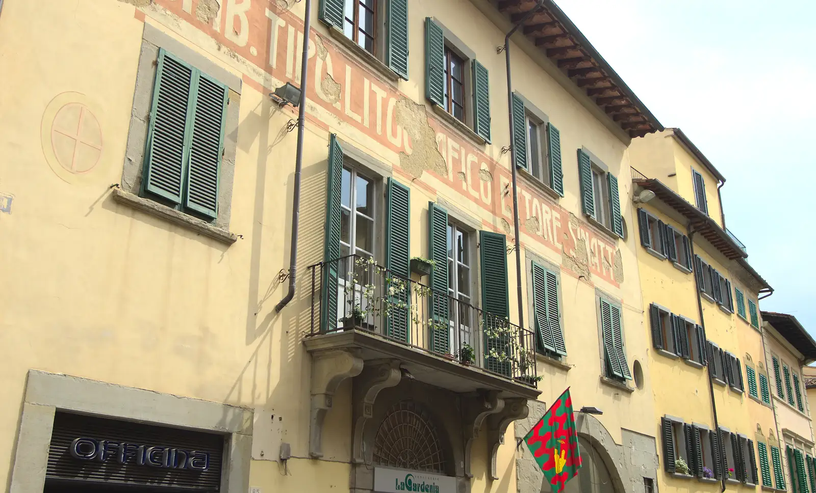 Crumbling sign on a building, from Marconi, Arezzo and the Sagra del Maccherone Festival, Battifolle, Tuscany - 9th June 2013