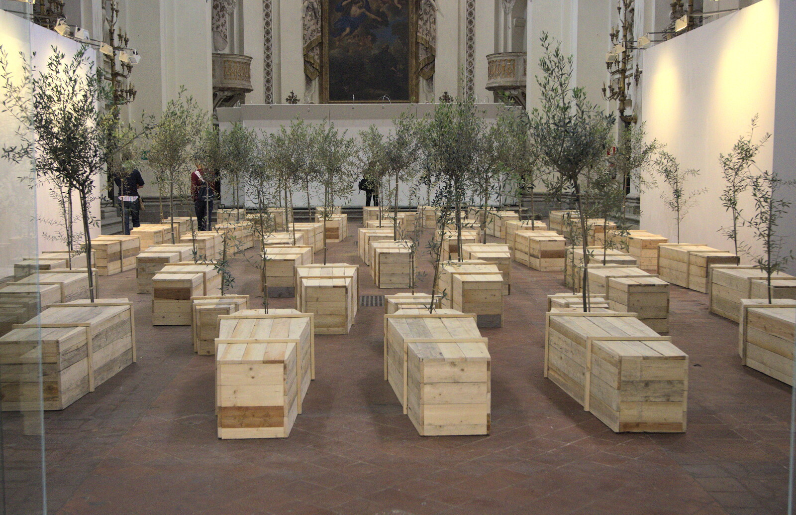 Marconi, Arezzo and the Sagra del Maccherone Festival, Battifolle, Tuscany - 9th June 2013: Some more art installation: coffins and trees