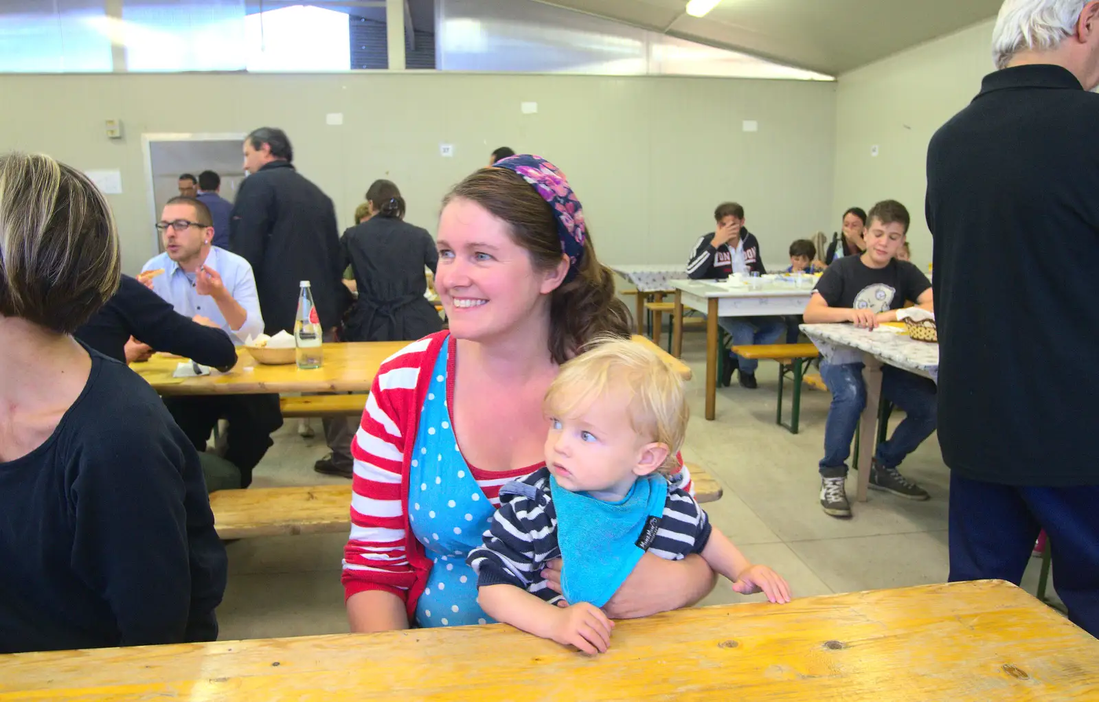 Isobel and Harry wait for food, from Marconi, Arezzo and the Sagra del Maccherone Festival, Battifolle, Tuscany - 9th June 2013