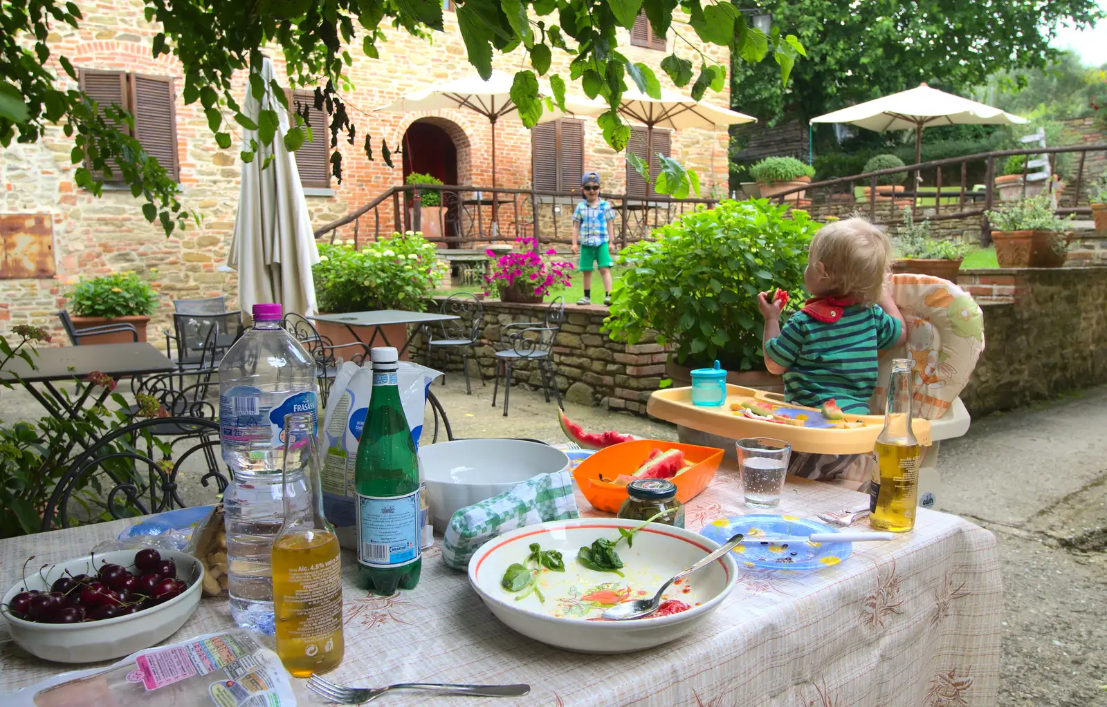 The boys mess around after breakfast, from A Tuscan Winery and a Trip to Siena, Tuscany, Italy - 10th June 2013