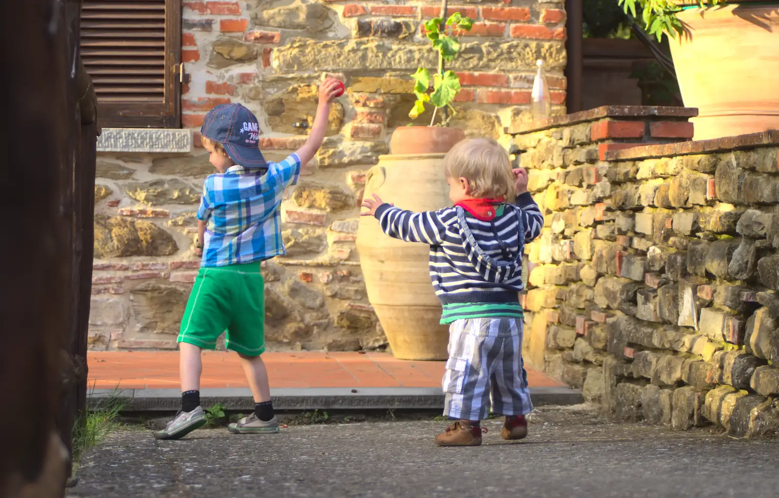 Fred and Harry mess about, from A Tuscan Winery and a Trip to Siena, Tuscany, Italy - 10th June 2013