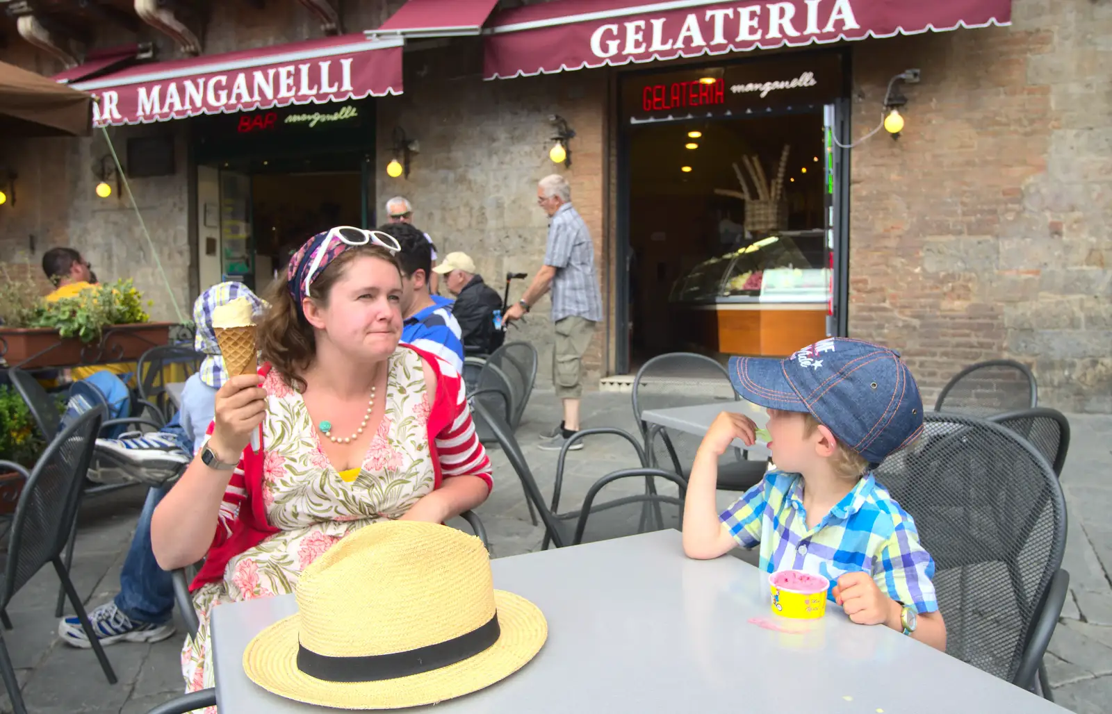 Isobel and Fred eat more gelato, from A Tuscan Winery and a Trip to Siena, Tuscany, Italy - 10th June 2013