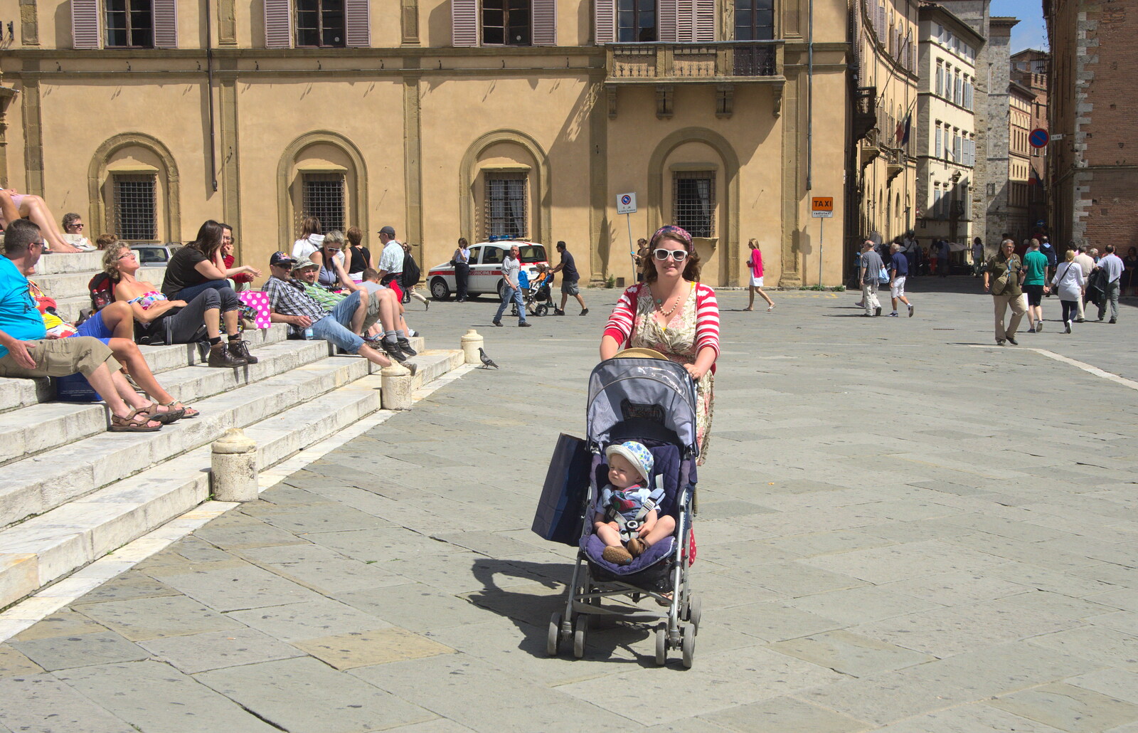 A Tuscan Winery and a Trip to Siena, Tuscany, Italy - 10th June 2013: Isobel pushes Harry around