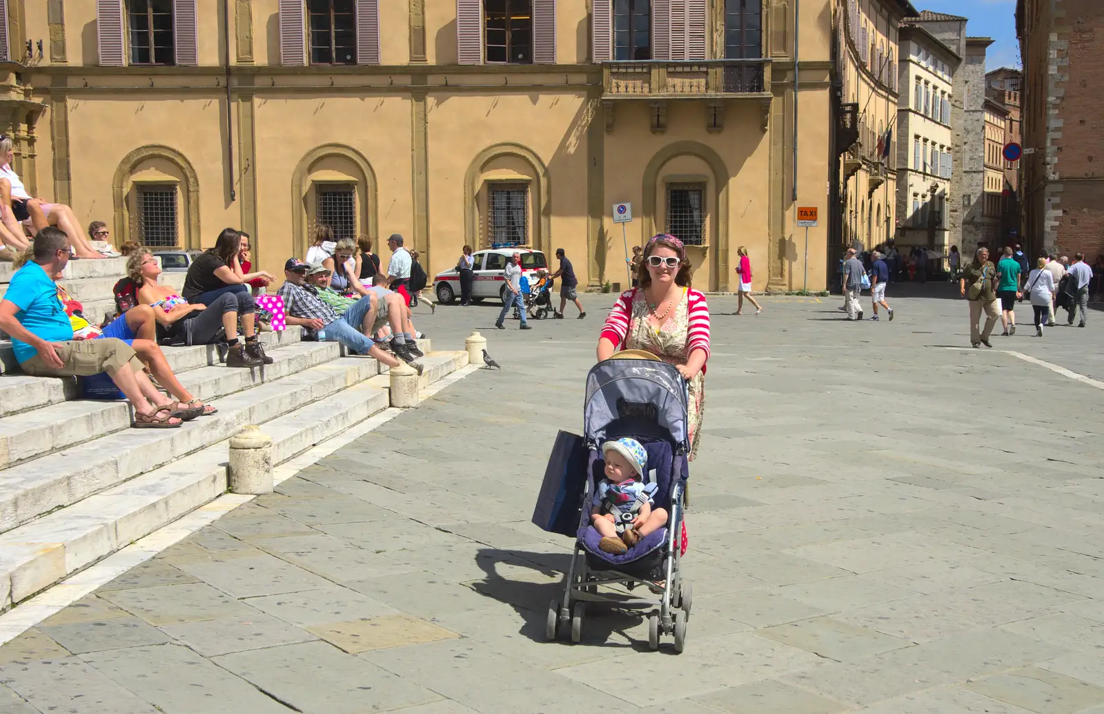 Isobel pushes Harry around, from A Tuscan Winery and a Trip to Siena, Tuscany, Italy - 10th June 2013