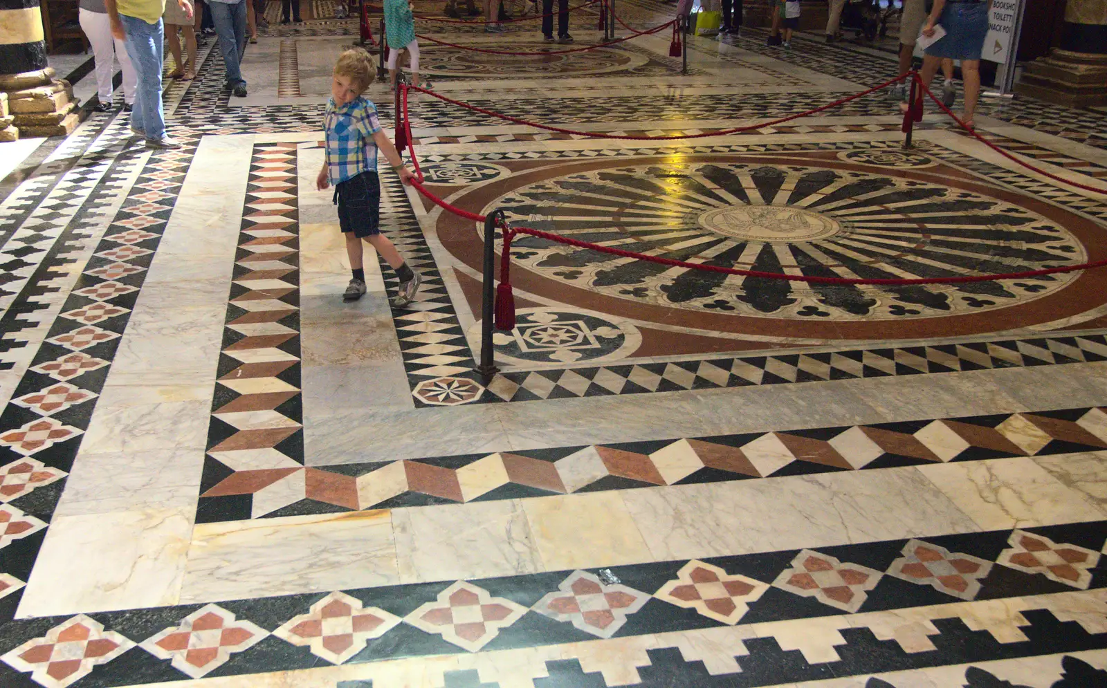 Fred on some impressive tiles, from A Tuscan Winery and a Trip to Siena, Tuscany, Italy - 10th June 2013