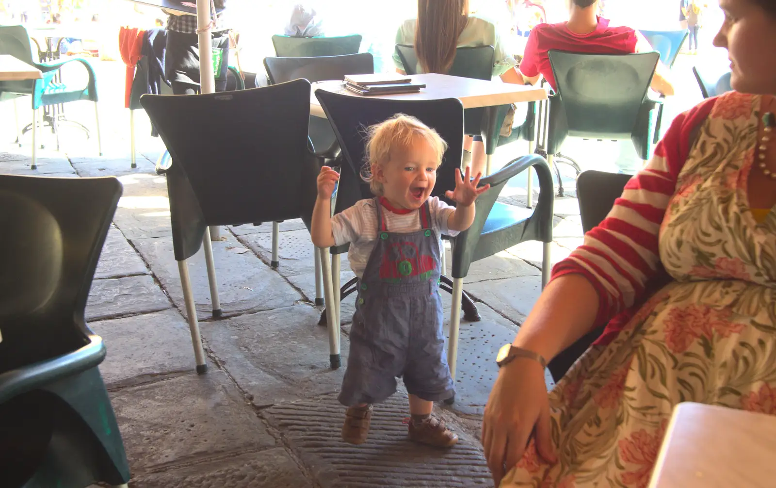 Harry has fun in a café, from A Tuscan Winery and a Trip to Siena, Tuscany, Italy - 10th June 2013