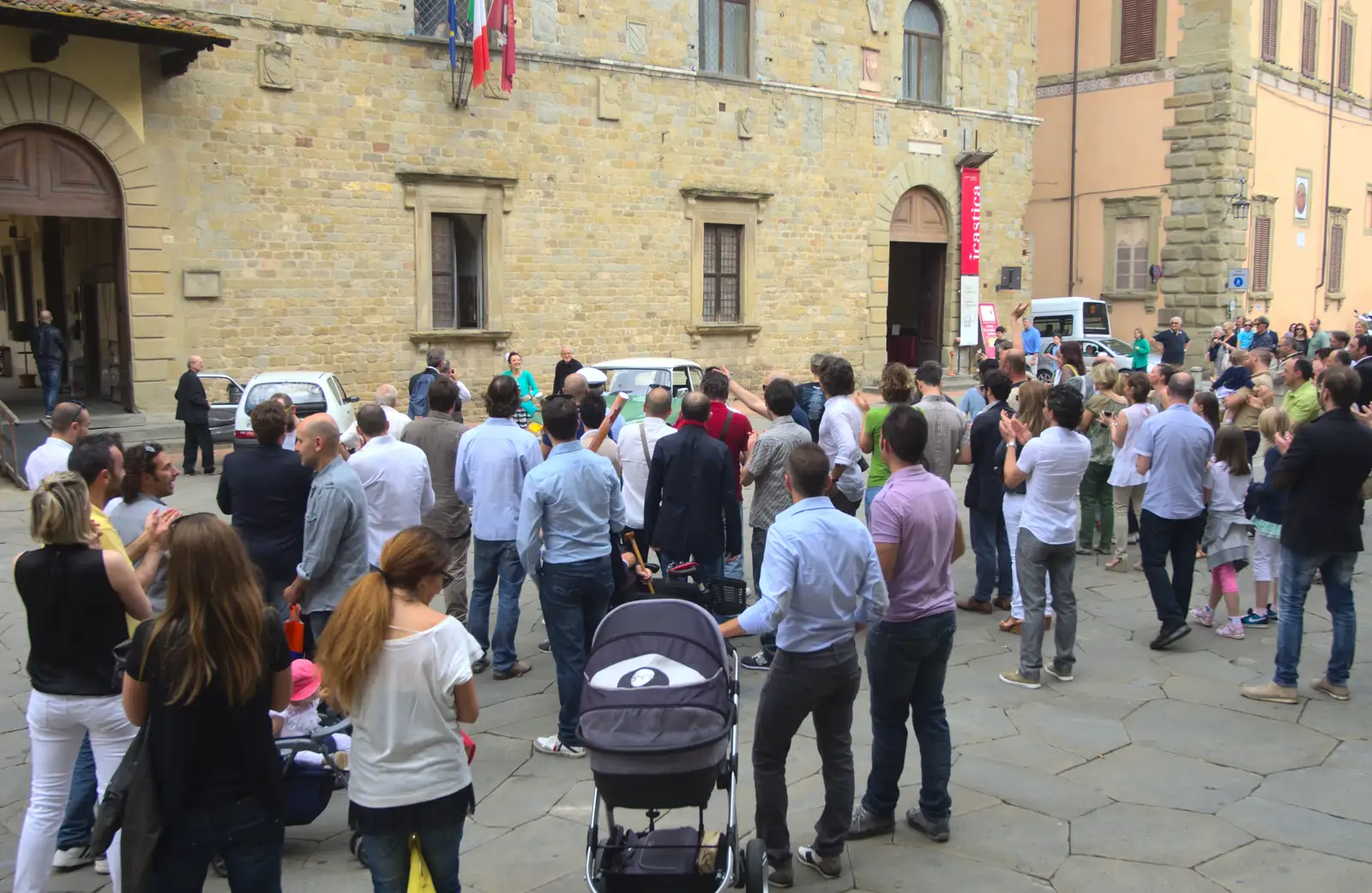 An Italian wedding occurs in the square, from Italian Weddings, Saracens and Swimming Pools, Arezzo, Tuscany - 12th June 2013