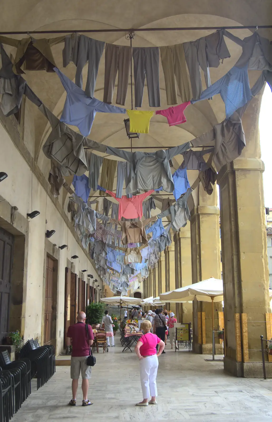 More washing hangs out in Arezzo's main square, from Italian Weddings, Saracens and Swimming Pools, Arezzo, Tuscany - 12th June 2013