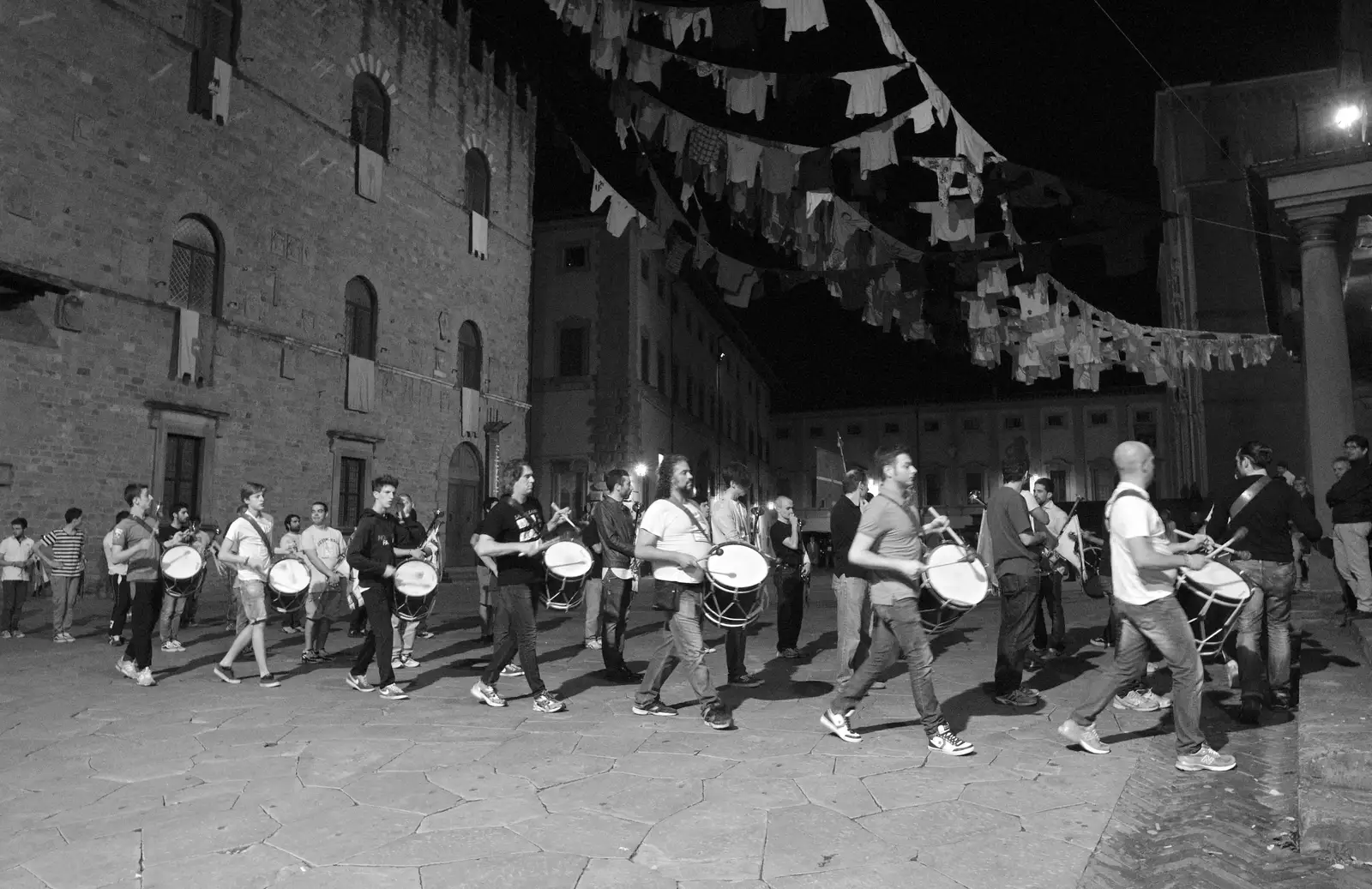 The drummers march off, from Italian Weddings, Saracens and Swimming Pools, Arezzo, Tuscany - 12th June 2013