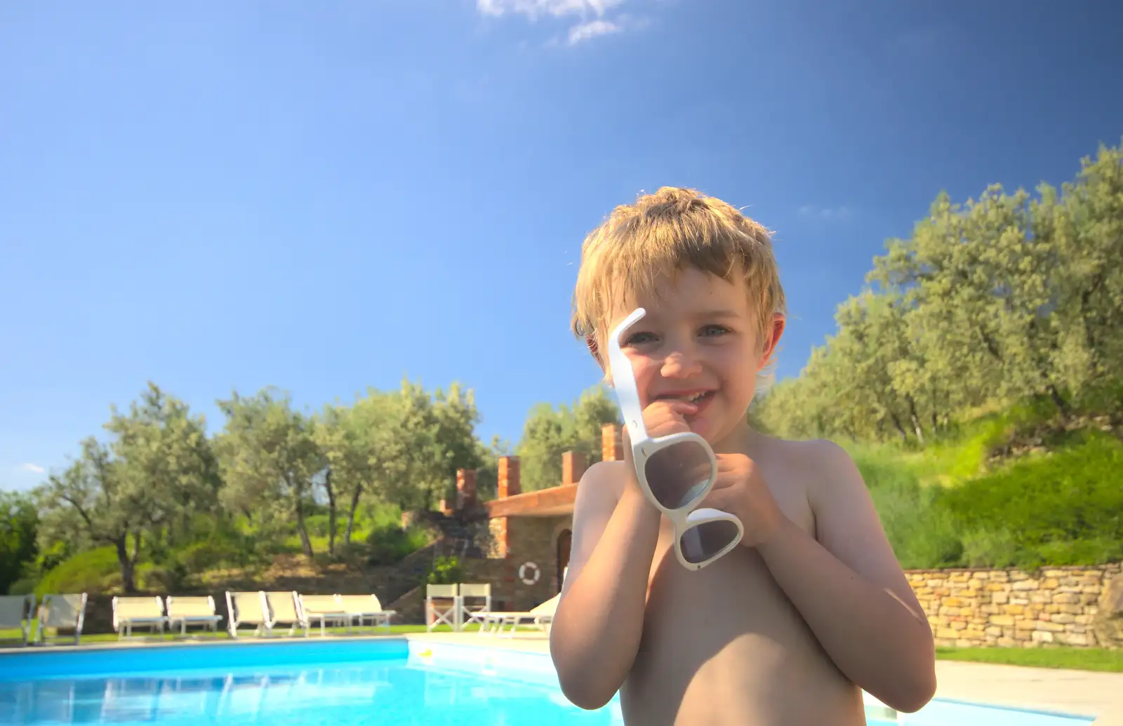 Fred with Isobel's sunglasses, from Italian Weddings, Saracens and Swimming Pools, Arezzo, Tuscany - 12th June 2013