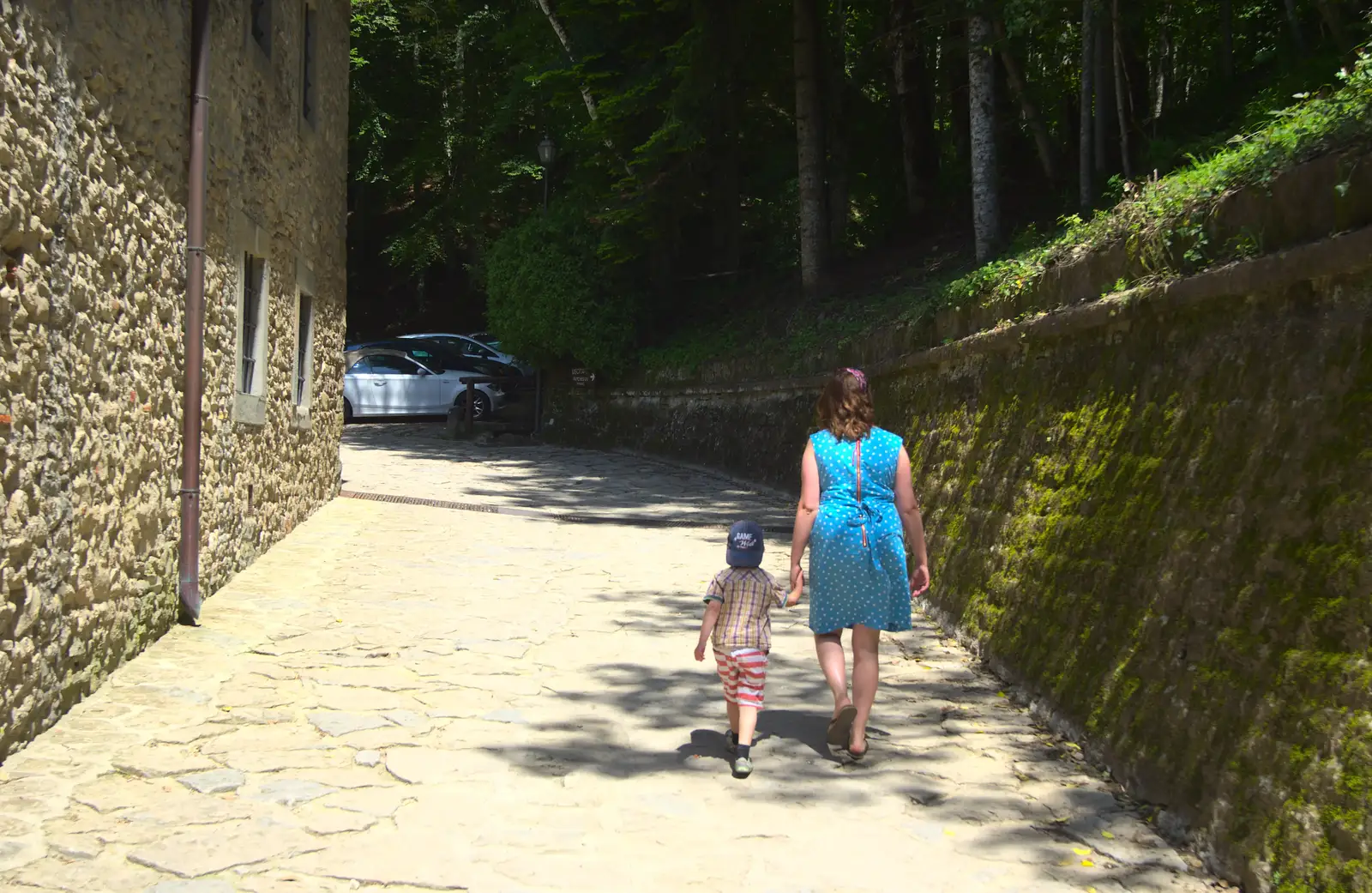 Fred and Isobel walk up a steep path, from La Verna Monastery and the Fireflies of Tuscany, Italy - 14th June 2013