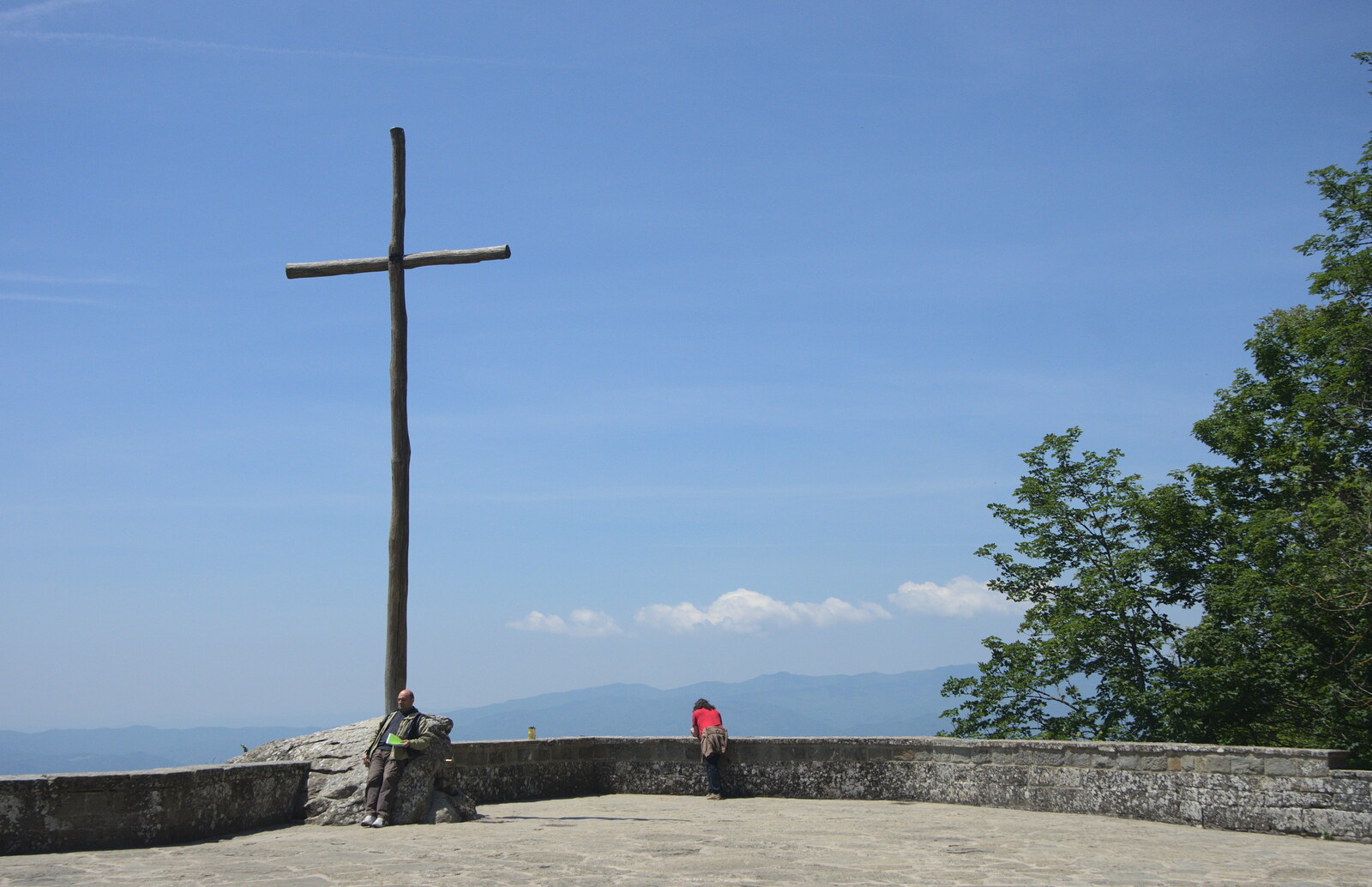 A wooden cross on the hill from La Verna Monastery and the Fireflies of Tuscany, Italy - 14th June 2013