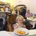 Harry tucks in to some pasta in the restaurant, La Verna Monastery and the Fireflies of Tuscany, Italy - 14th June 2013
