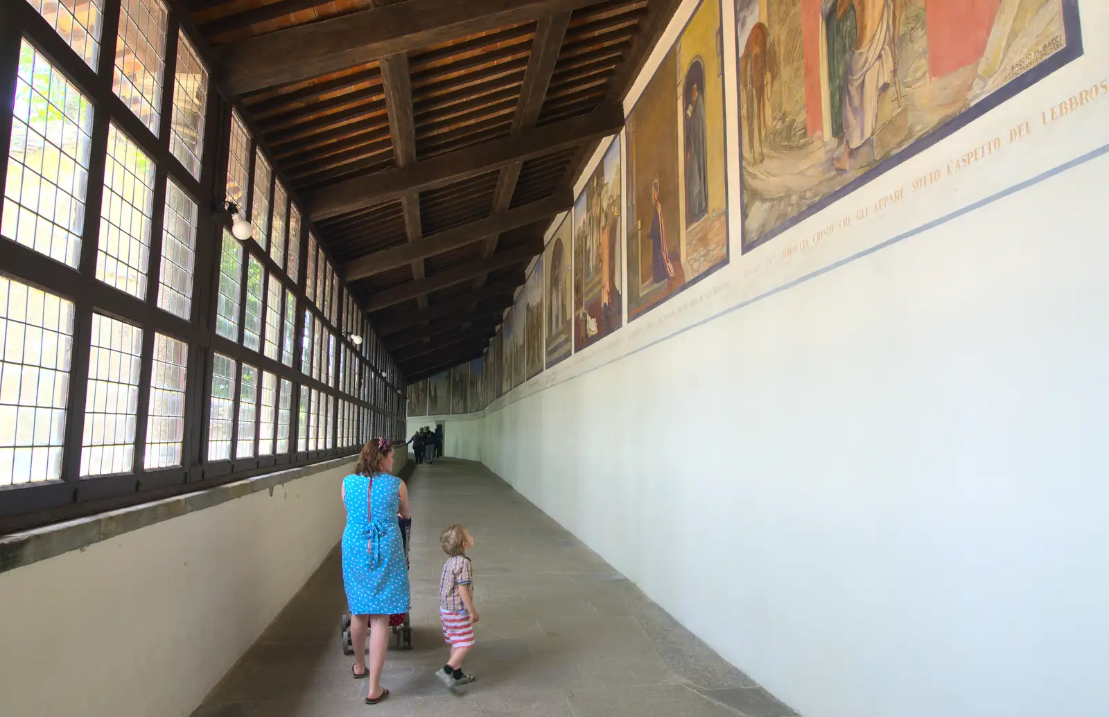 We walk through some sort of gallery, from La Verna Monastery and the Fireflies of Tuscany, Italy - 14th June 2013