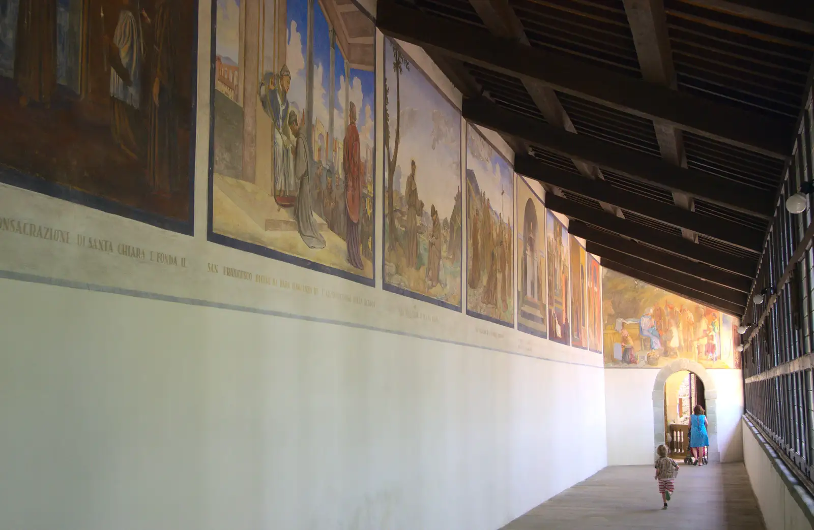 Fred runs along the gallery, from La Verna Monastery and the Fireflies of Tuscany, Italy - 14th June 2013