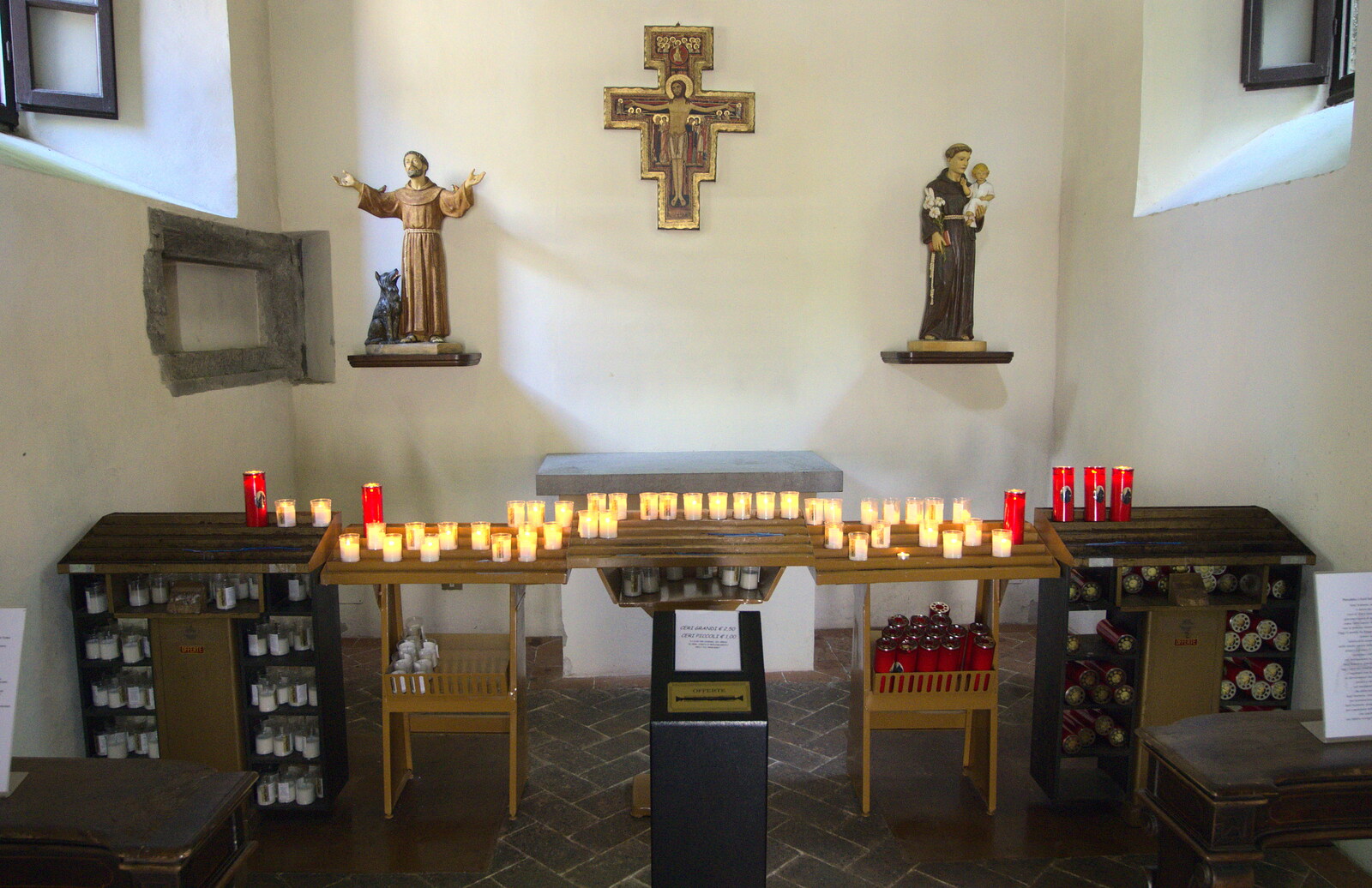 A chapel with candles from La Verna Monastery and the Fireflies of Tuscany, Italy - 14th June 2013