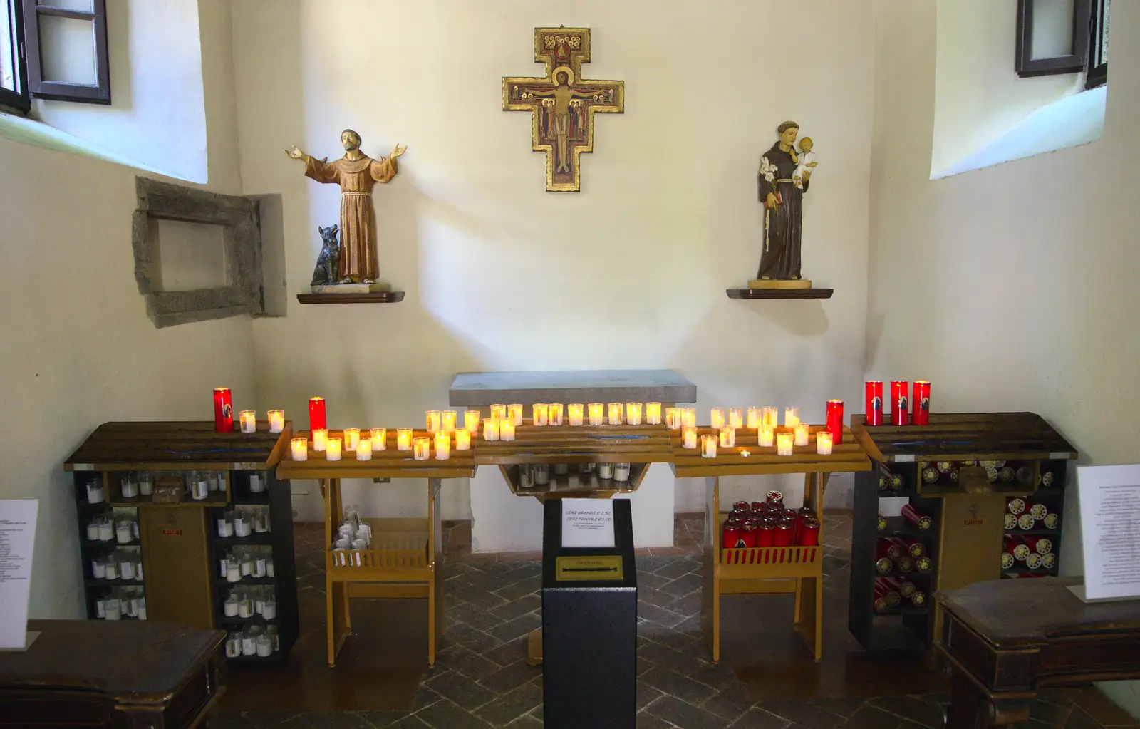 A chapel with candles, from La Verna Monastery and the Fireflies of Tuscany, Italy - 14th June 2013