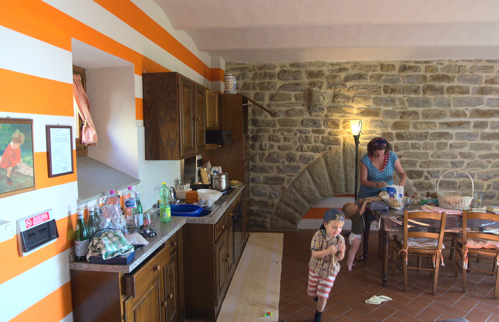Fred scoots about the kitchen from La Verna Monastery and the Fireflies of Tuscany, Italy - 14th June 2013