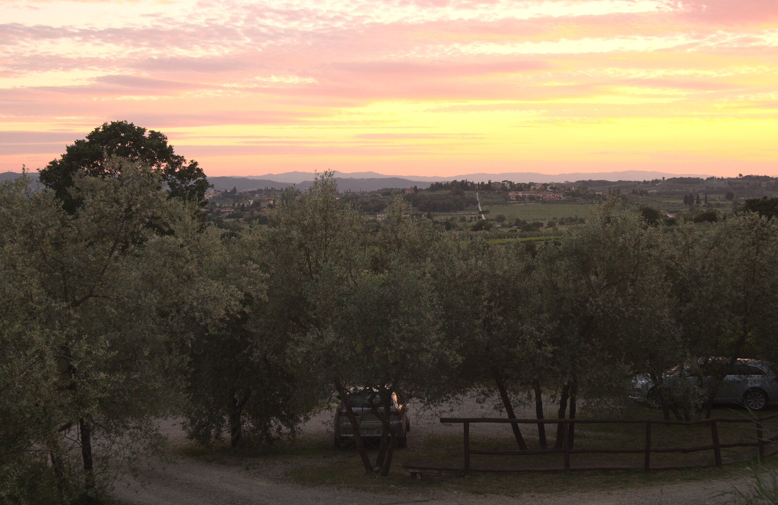 Sunset over the car park from La Verna Monastery and the Fireflies of Tuscany, Italy - 14th June 2013