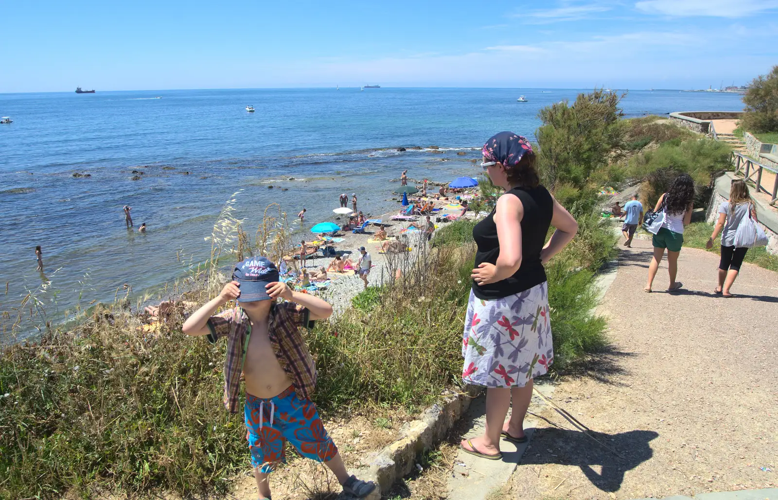 Fred and Isobel on the cliffs at Livorno, from La Verna Monastery and the Fireflies of Tuscany, Italy - 14th June 2013