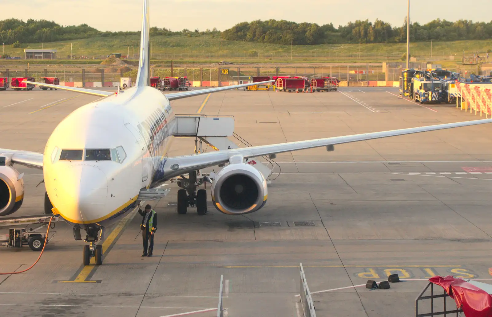 A Ruinair 737-800 retracts its front steps, from La Verna Monastery and the Fireflies of Tuscany, Italy - 14th June 2013