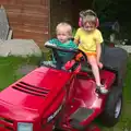 Harry and Fred on the lawnmower, La Verna Monastery and the Fireflies of Tuscany, Italy - 14th June 2013