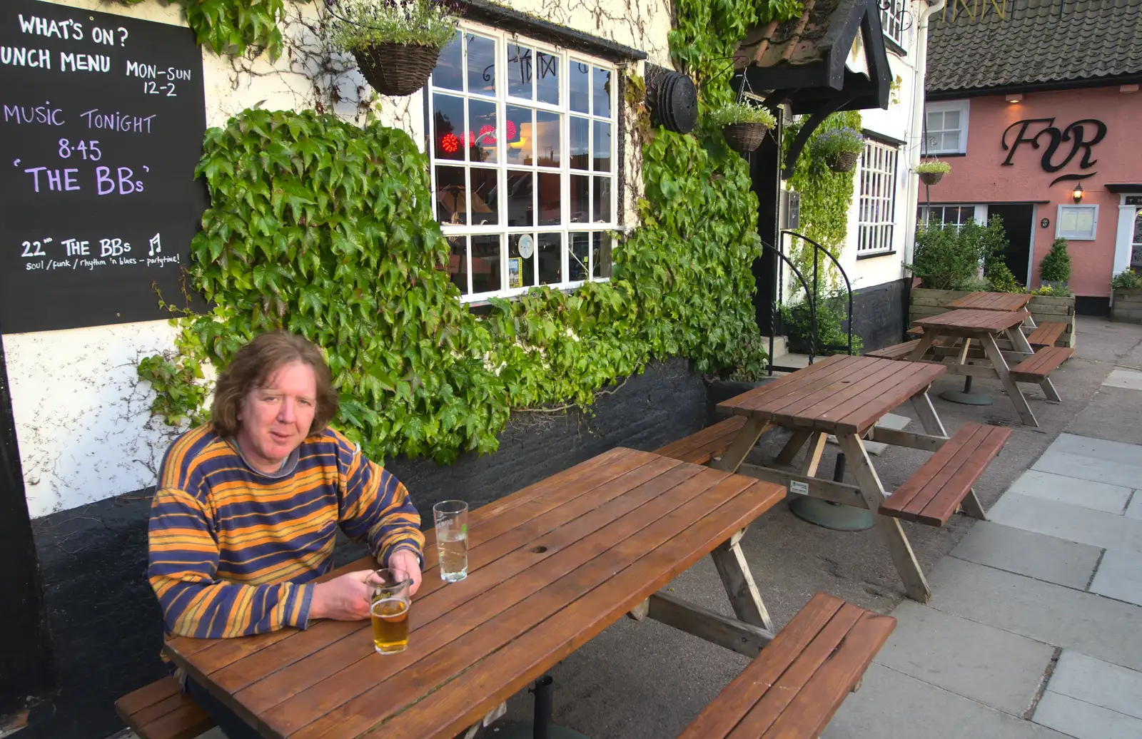 Max outside the Cock Inn on Fair Green, from Thrandeston Pig Roast and Tractors, Thrandeston Little Green, Suffolk - 23rd June 2013