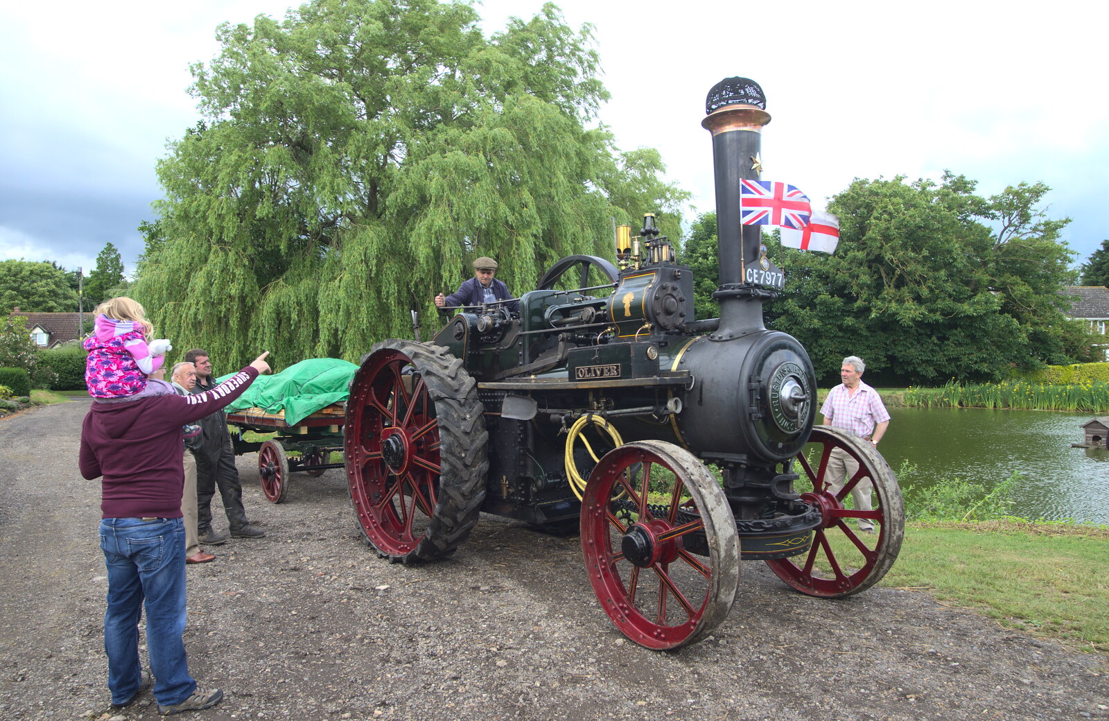 Oliver the engine parks up by the pond from Thrandeston Pig Roast and Tractors, Thrandeston Little Green, Suffolk - 23rd June 2013